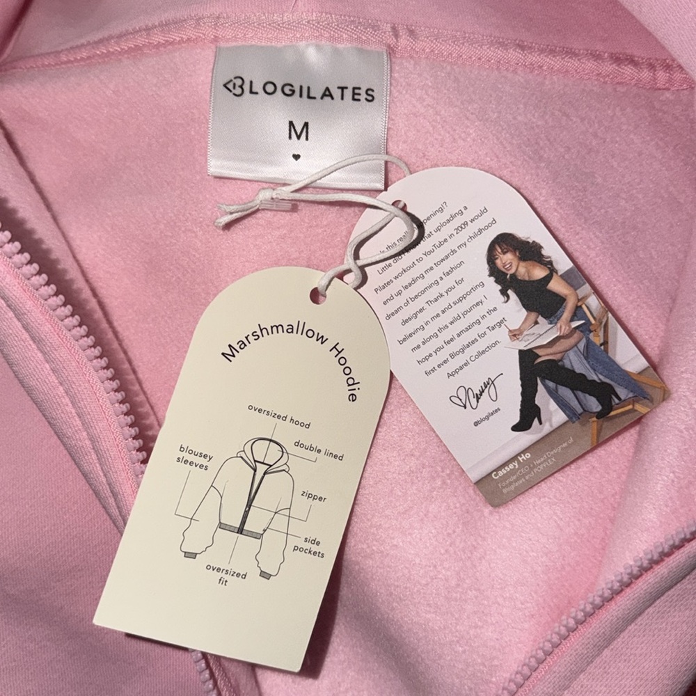 Blogilates Marshmallow Full Zip-Up Hooded Sweatshirt - Picture 4 of 4